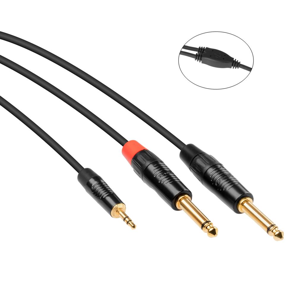 Kopul Cable Y Estéreo Mini a Doble 1/4"" (Macho, 20') - Conectores TRS 3.5mm, Doble Macho 1/4"", Conex