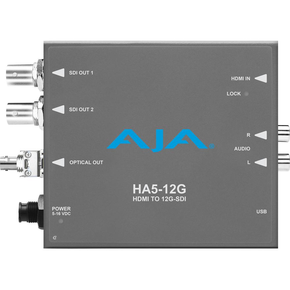 Convertidor AJA HDMI 2.0 a 12G-SDI con Transmisor ST de Canal Único 12G y Fuente de Alimentación - D