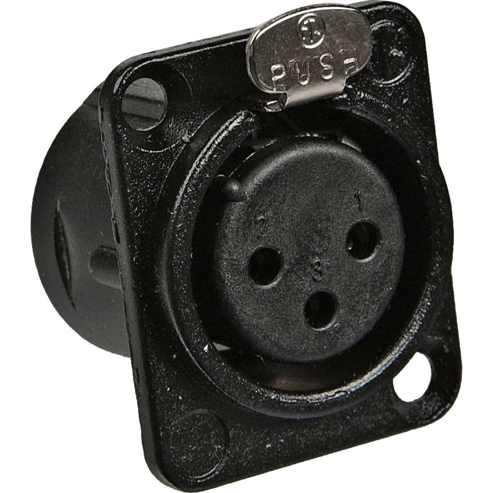 Conector XLR Hembrado de Montaje en Chasis Neutrik NC3FDL1B - Negro/Dorado