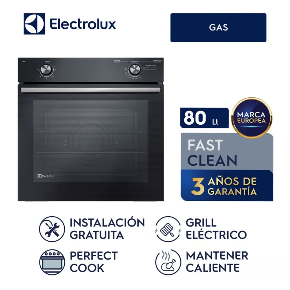 Horno Empotrable A Gas  Grill Electrolux OE8GL 80 Lts Black