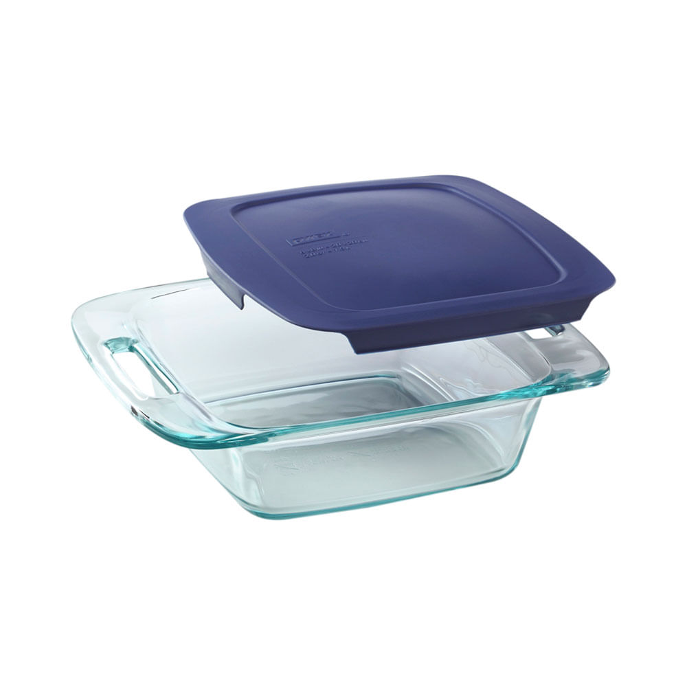 Fuente Cuadrada Pyrex Easy Grab 1.9 Lt Tapa Azul