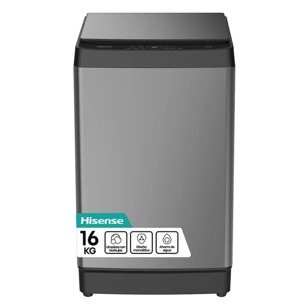 Lavadora Hisense 16 Kg Carga Superior Silver WT3K1623UT (Nuevo)