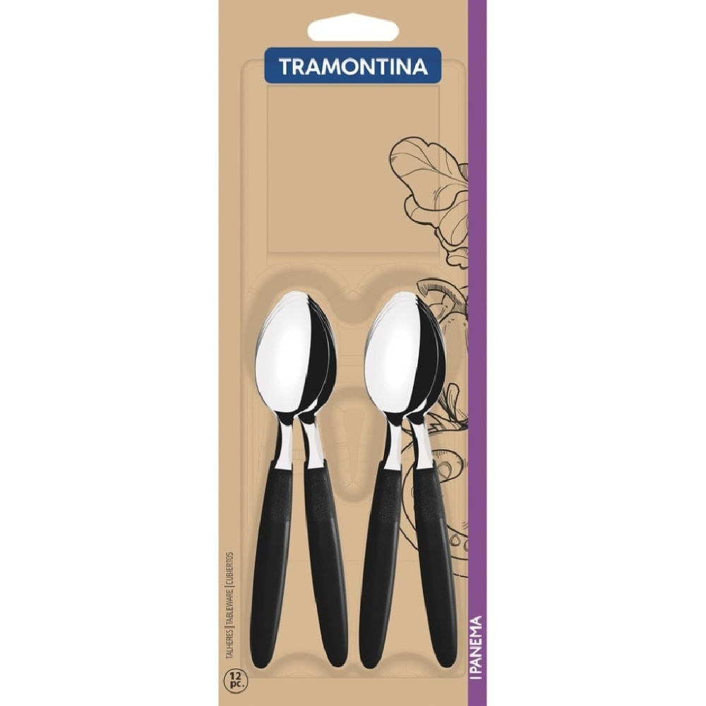 Ipanema Cucharita Negro De 12 Piezas TRAMONTINA 23367/900