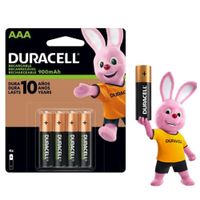 Pilas AAA Recargables DURACELL 900mAh Blister x 4 Unidades Baterias