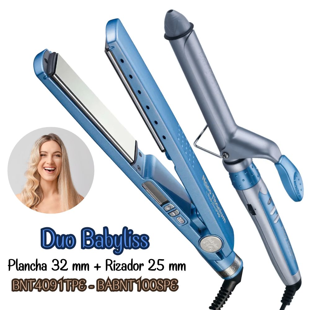 Combo Babyliss Plancha Pro Nano Titanium 32mm + Rizador Pro Nano Titanium 25mm