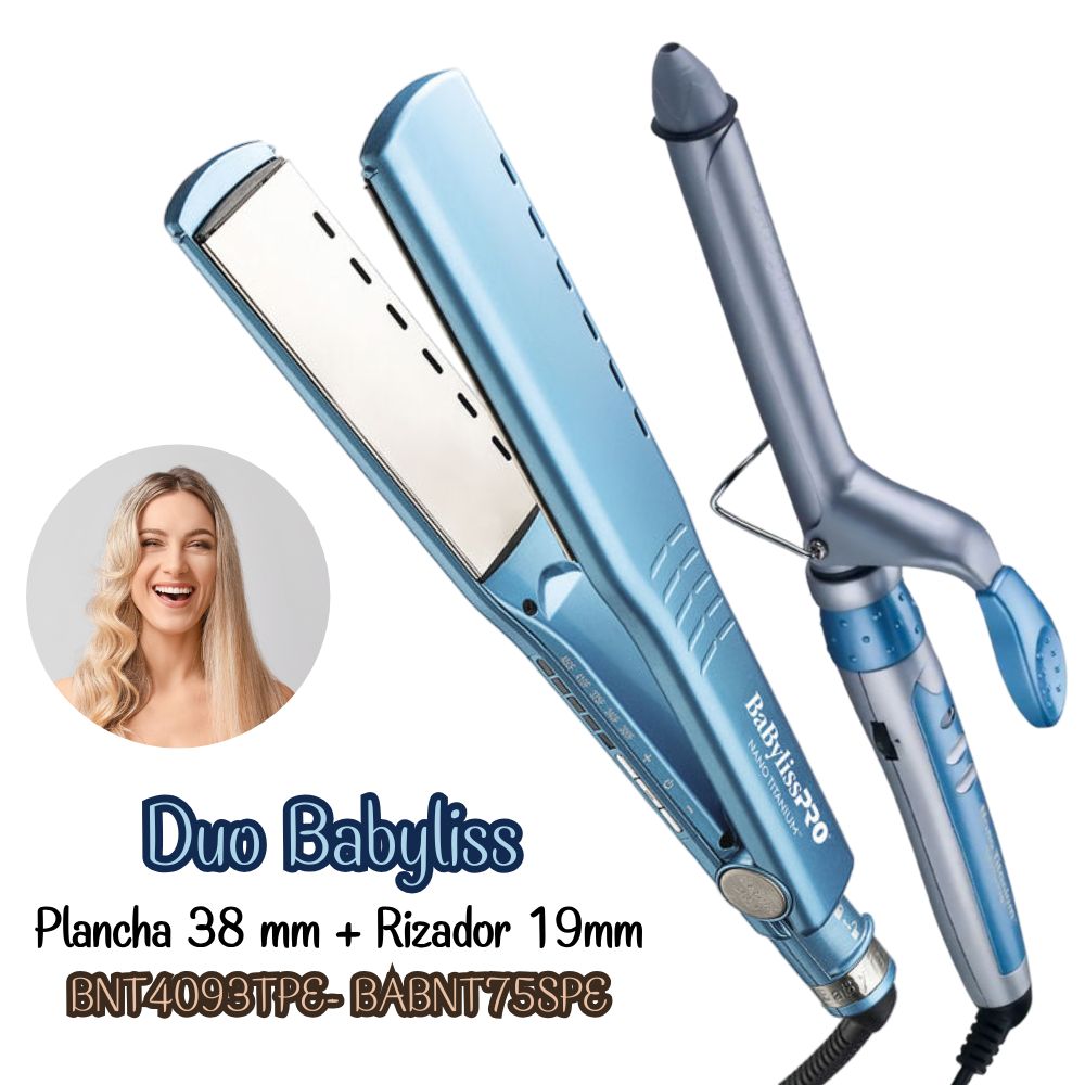 Combo Babyliss Plancha Pro Nano Titanium 38mm + Rizador Pro Nano Titanium 19mm