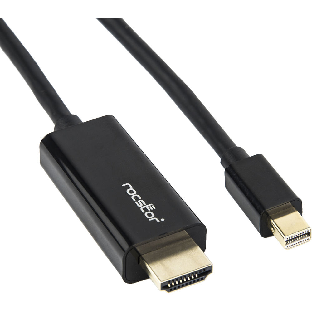 Rocstor Rocpro Cable Mini DisplayPort Macho a HDMI Macho (3', Negro) - Soporte de Video UHD 4K, Adap