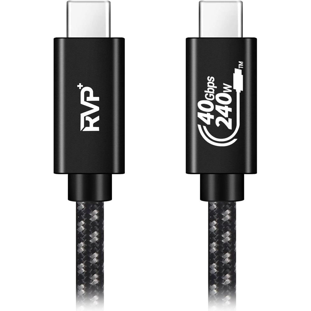 RVP+ Cable Thunderbolt 4 & USB4 de 3' (Negro) - Hasta 40 Gb/s, 240W, 8K, 144 Hz, Chip Inteligente