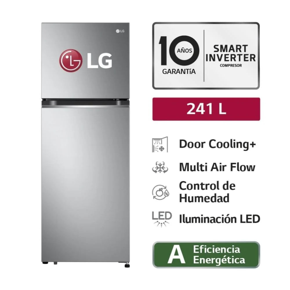 Refrigeradora LG Top Freezer con Door Cooling  241L - GT24BPP