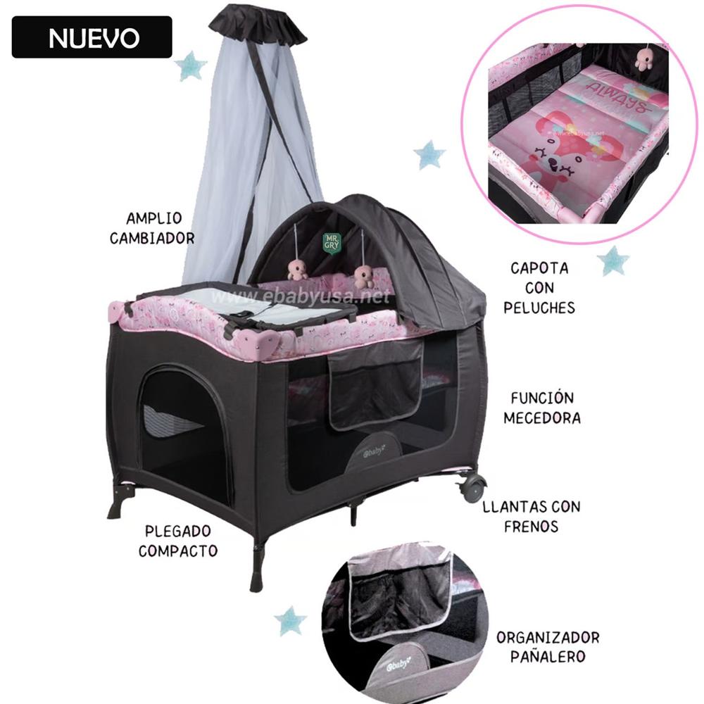 Nueva Cuna Corral Mecedora SALLY 716-4 Rosado