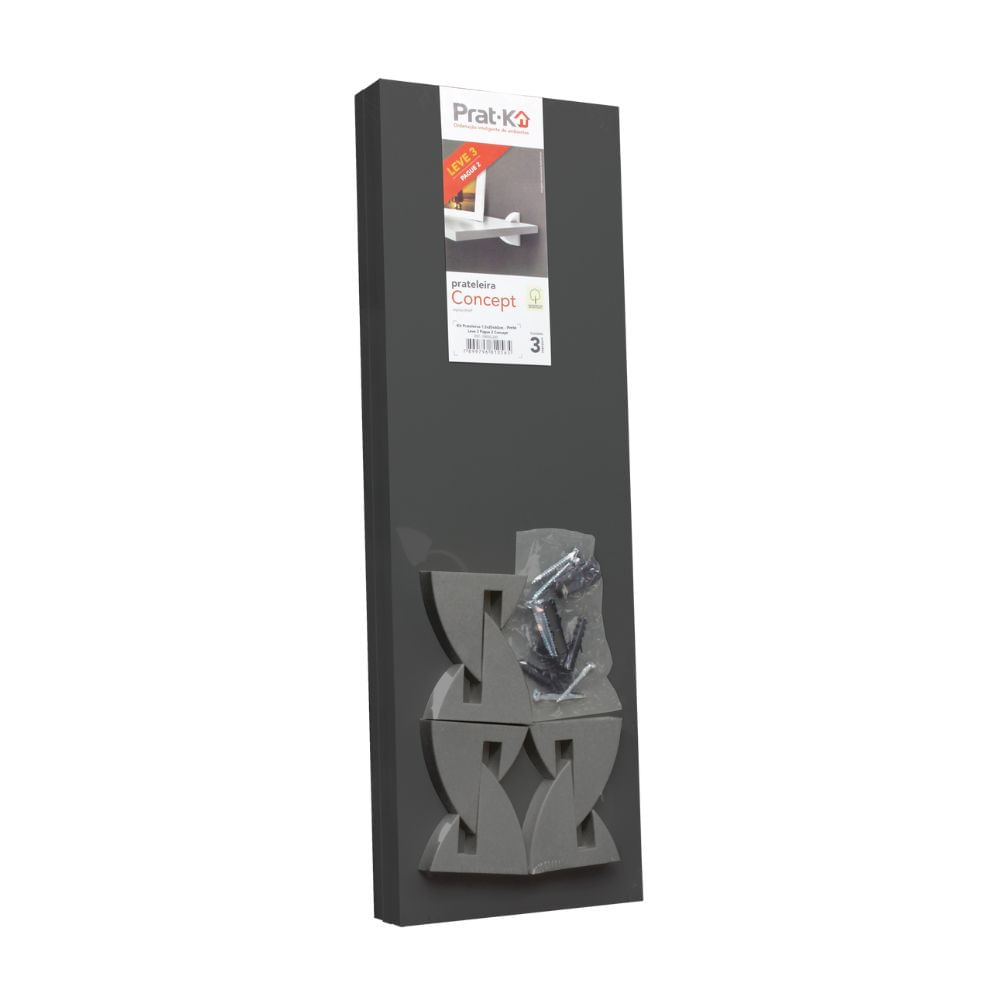 Kit de Repisas 3x2 Recta 1.5x60cm Negro con Soporte Prat-K