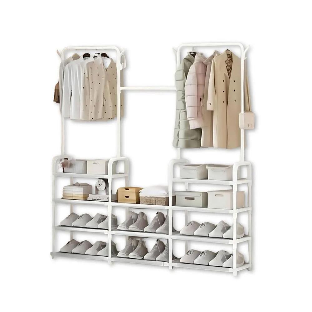 Perchero Colgador Organizador Estante Ropa 3 Cuerpos AJ330666 Blanco