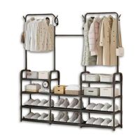 Perchero Colgador Organizador Estante Ropa 3 Cuerpos AJ330666 Negro