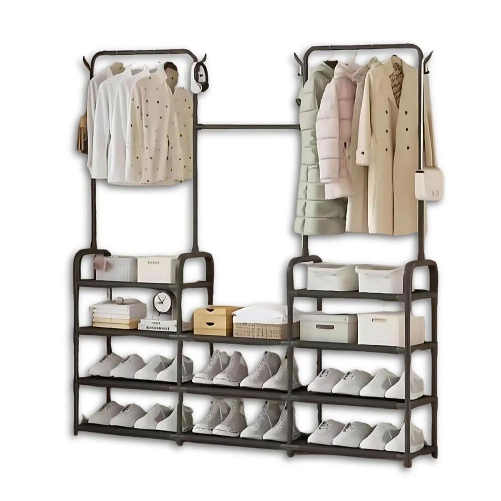 Perchero Colgador Organizador Estante Ropa 3 Cuerpos AJ330666 Negro