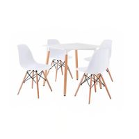 Juego De Comedor Square Blanco 80 Cm 4 Personas Silla Eames Blanco Ofideas