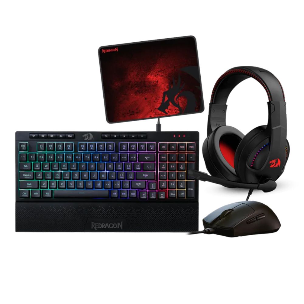 Kit 4 e 1 Redragon S147 (Teclado + Mouse + Audífono + Mousepad)