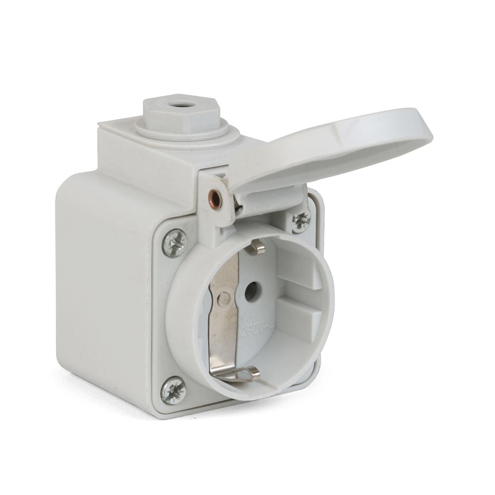 Toma visible Schuko 16A 2P + t 250V Gris Mennekes