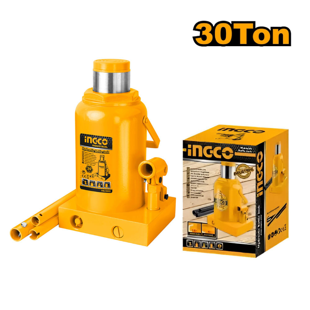 Gata Hidráulica Tipo Botella 30 Toneladas Ingco HBJ3002