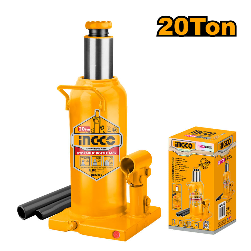 Gata Hidráulica Tipo Botella 20 Toneladas Ingco HBJ2002