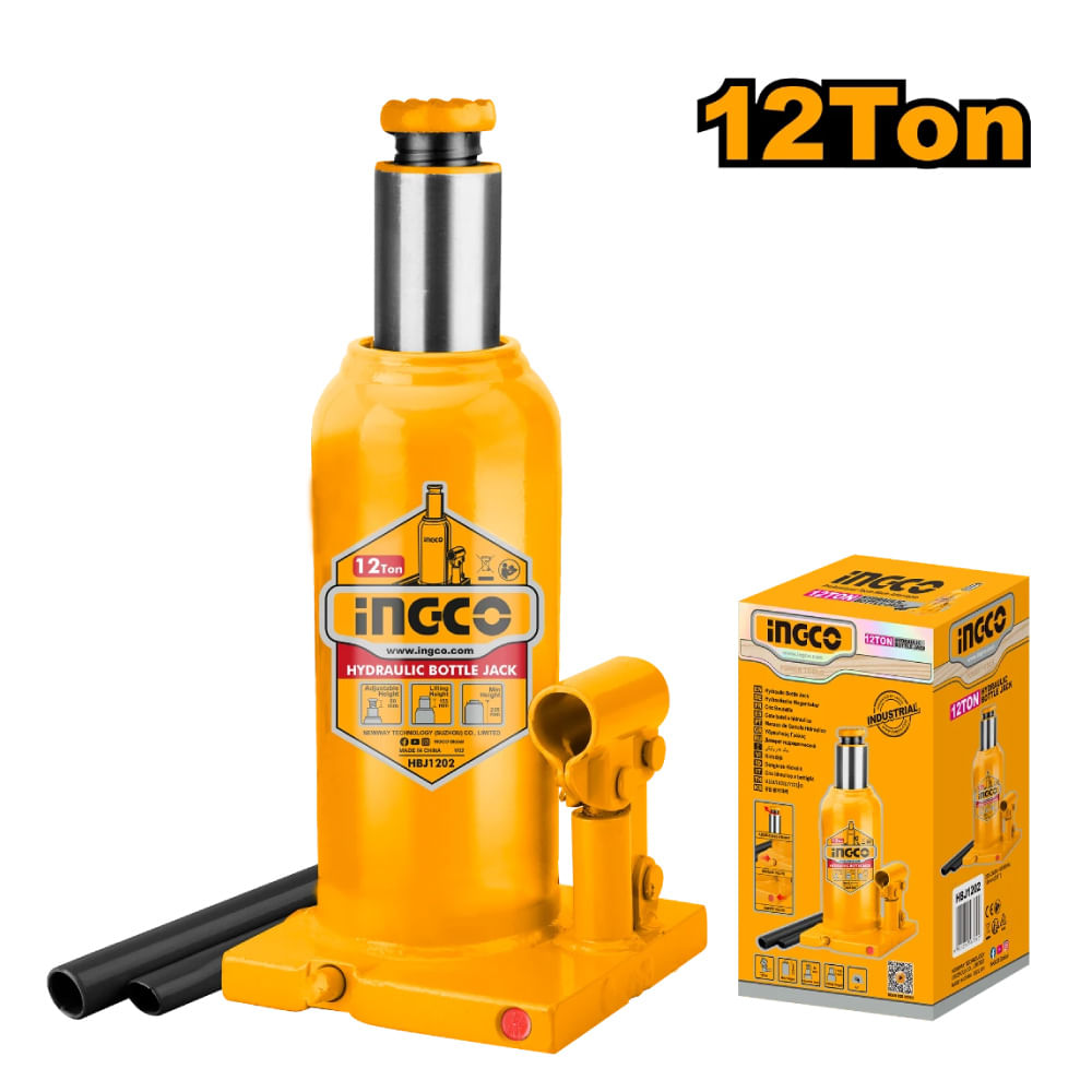 Gata Hidráulica Tipo Botella 12 Toneladas Ingco HBJ1202
