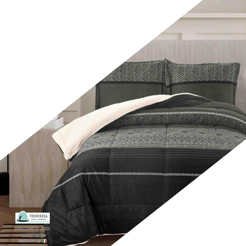 Set de Edredon 1.5 pz Patagonico Piel de Angel c/ Carnero Venezia 100% Algodón de 5 Piezas - K