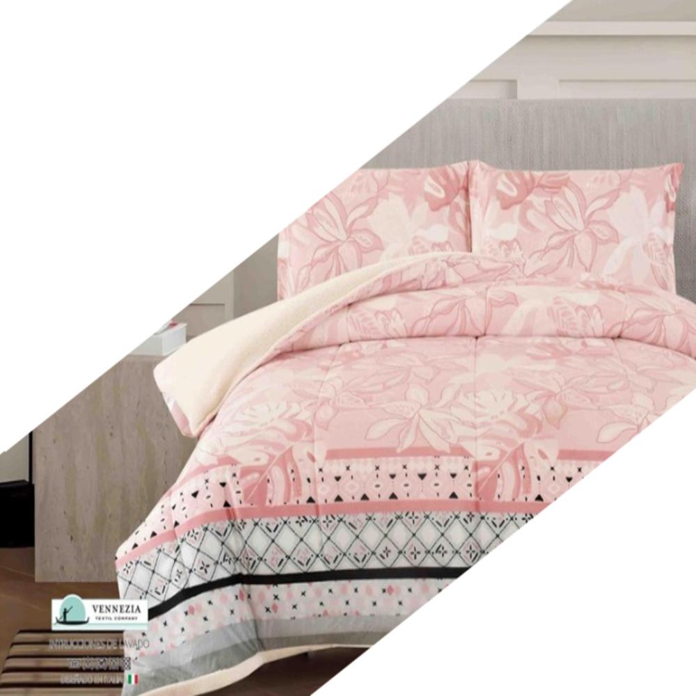 Set de Edredon 1.5 pz Patagonico Piel de Angel  c/ Carnero Venezia 100% Algodón de 5 Piezas - J