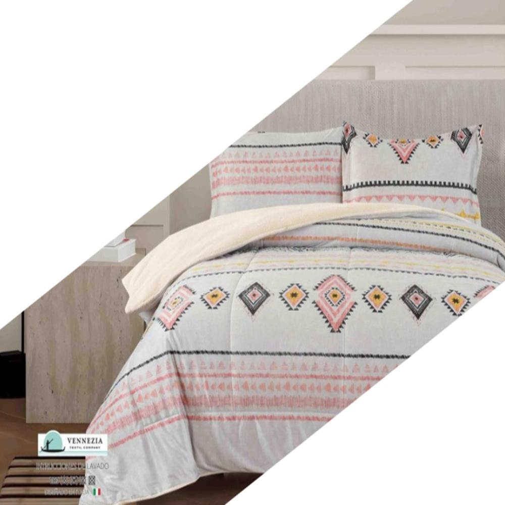 Set de Edredon 1.5 pz Patagonico Piel de Angel c/ Carnero Venezia 100% Algodón de 5 Piezas - P