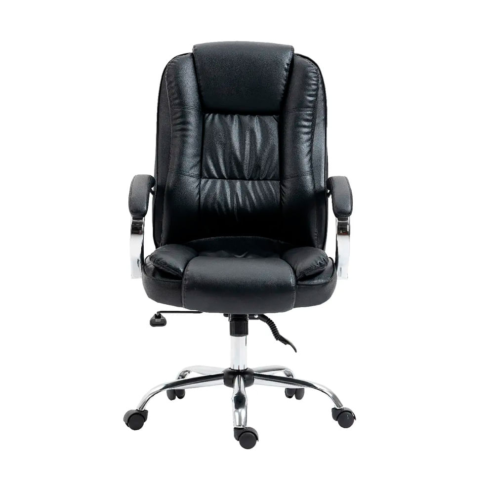 Silla De Oficina Ergonómica Cuero Boston Pro Presidente Negro Ofideas