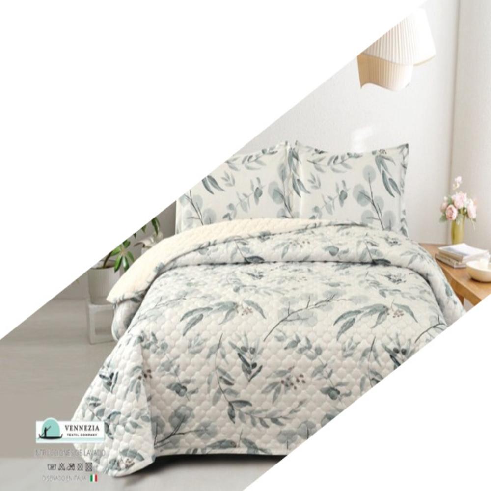 Set de Edredon King Patagonico Piel de Angel c/ Carnero Venezia 100% Algodón de 5 Piezas - D1