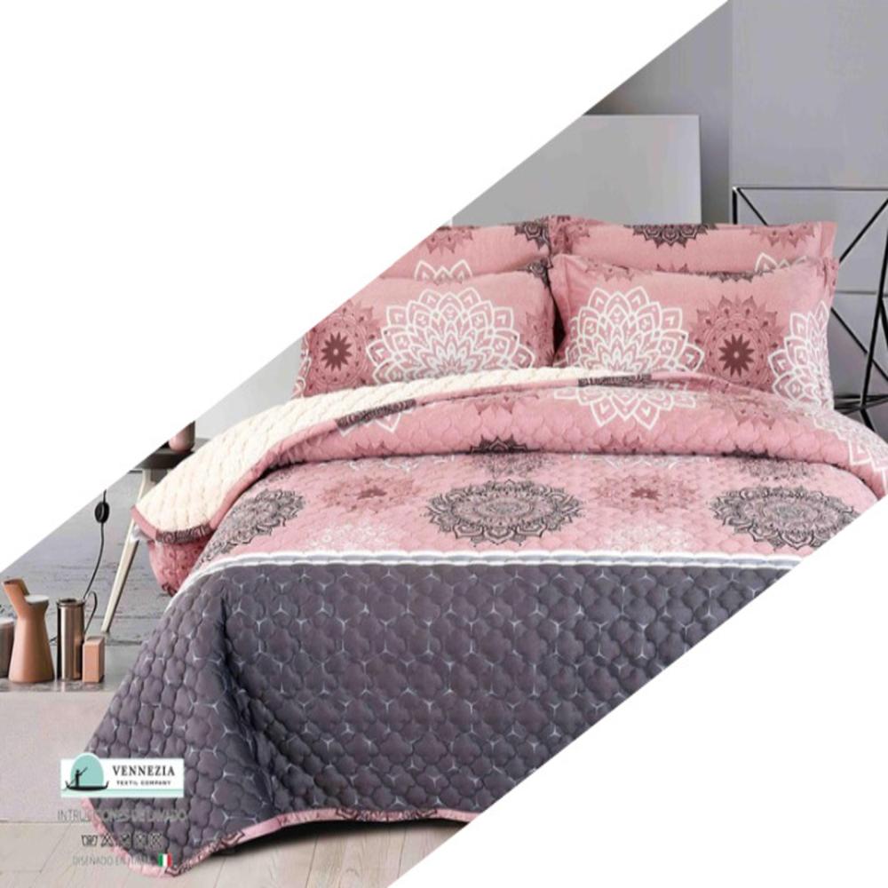 Set de Edredon King Patagonico Piel de Angel  c/ Carnero Venezia 100% Algodón de 5 Piezas - D15