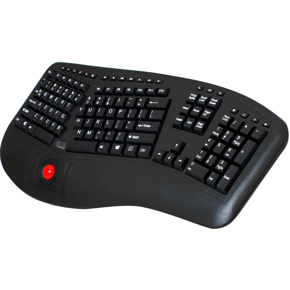 Teclado Ergonómico Inalámbrico Adesso Tru-Form 3500 con Trackball - Conexión RF 2.4 GHz, Teclas de M