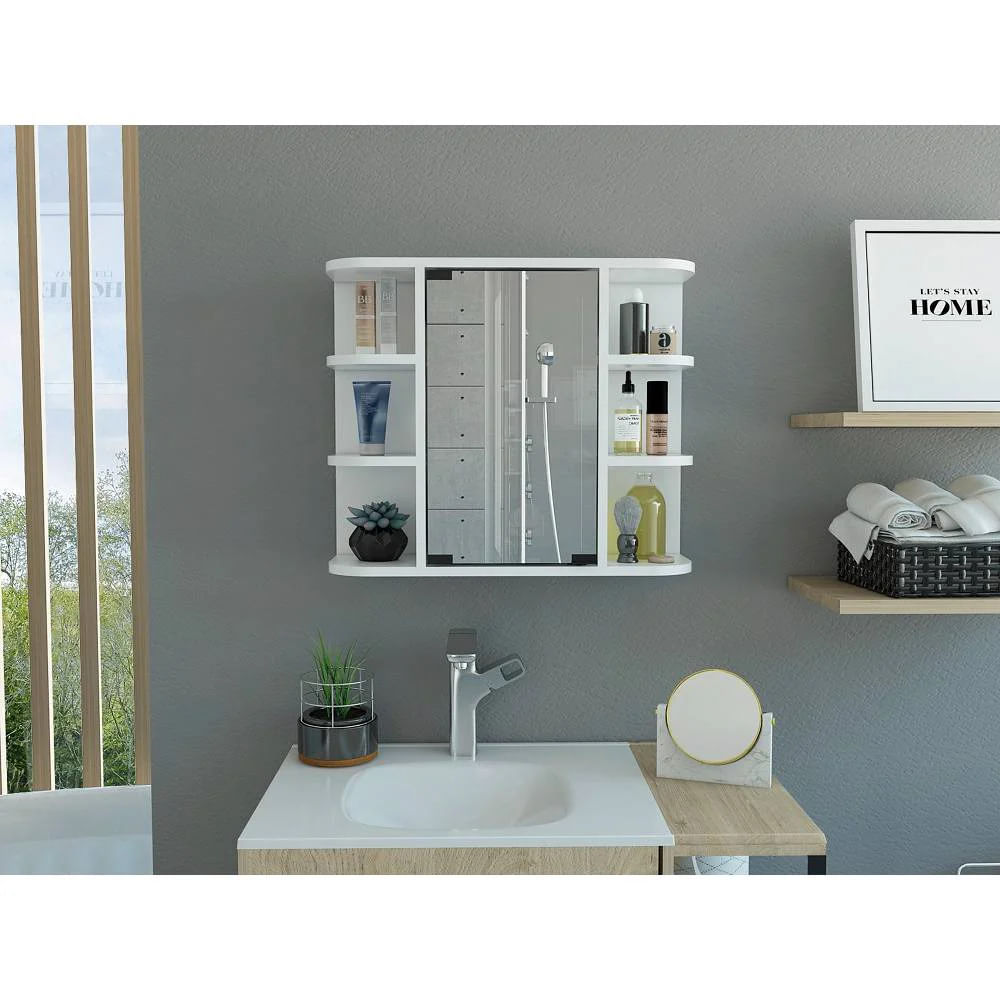 Gabinete Mueble de Baño Enara Blanco 1 Puerta y Espejo R&R MUEBLES