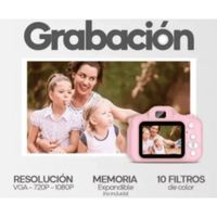 Camara Digital para Niñas color Rosado con juegos y música