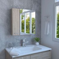 Gabinete Mueble de Baño Angel Miel 2 Puertas y Espejo R&R MUEBLES