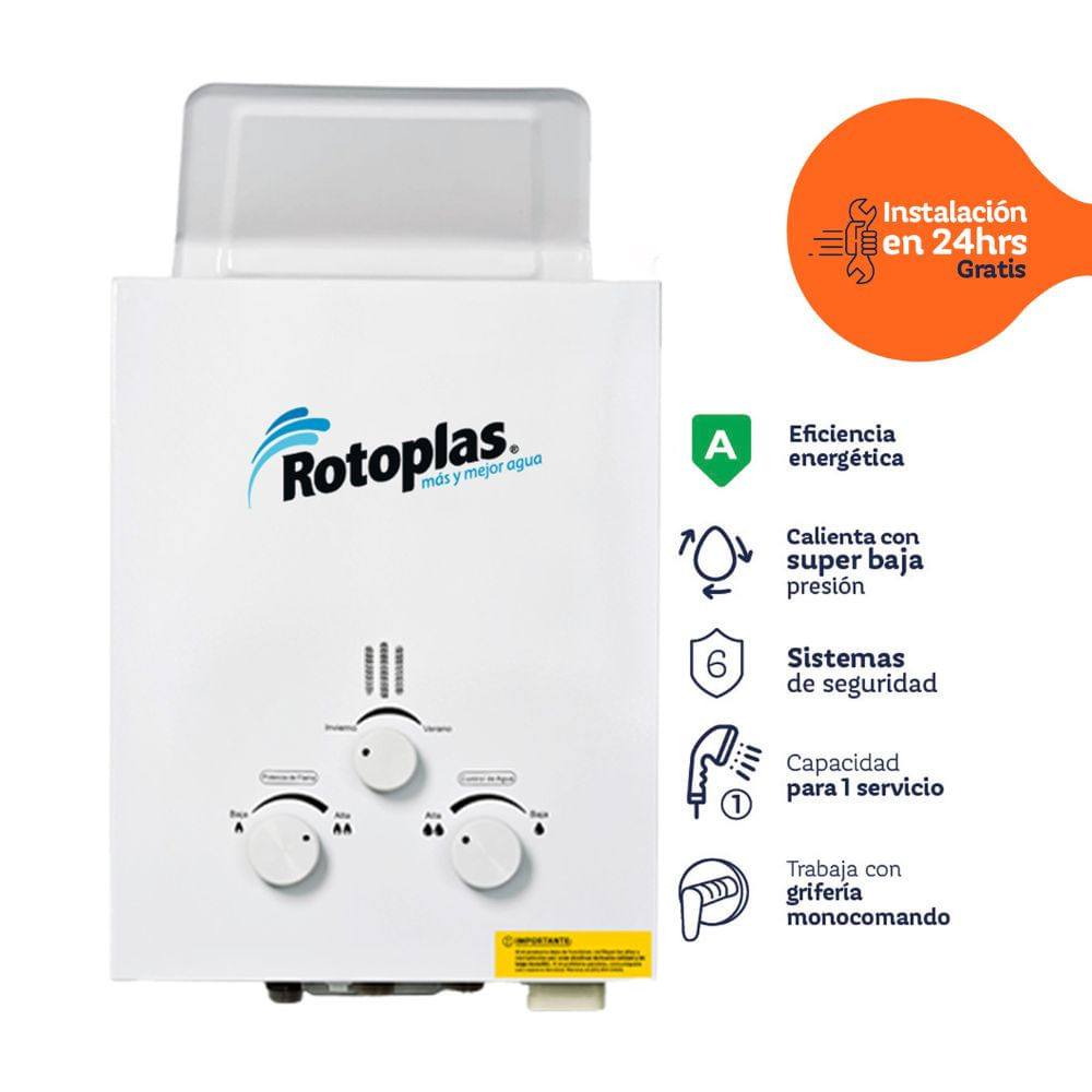 Terma a Gas Ecoflaming 5.5 Litros Rotoplas Blanco GN