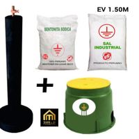 Kit pozo tierra Electrodo 1.5 MT 5-8 1 saco de sal industrial 1 saco debentonita 1 boveda de pvc