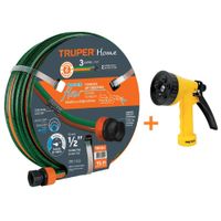 Combo Manguera de Riego 1/2"" 15 Metros y Pistola de Riego 5 funciones Truper