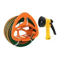 Combo Manguera de Riego 1/2"" 15 Metros más Pistola de Riego 5 funciones y Portamanguera Truper