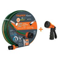 Combo Manguera de Riego 1/2"" 15 Metros y Pistola de Riego 8 funciones Truper