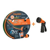 Combo Manguera de Riego 1/2"" 10 Metros y Pistola de Riego 8 funciones Truper