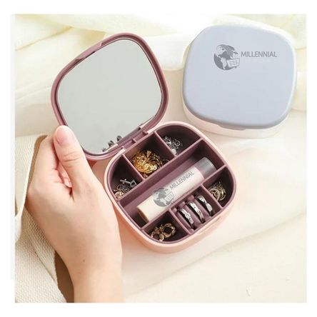Joyero con Espejo Organizador Portátil Elegante para Mujer Multicolor Joyero con Espejo Organizador Portátil Elegante para Mujer Multicolor