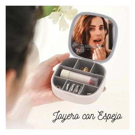 Joyero Organizador con Espejo Portátil y Elegante para Mujer color Blanco Joyero Organizador con Espejo Portátil y Elegante para Mujer color Blanco