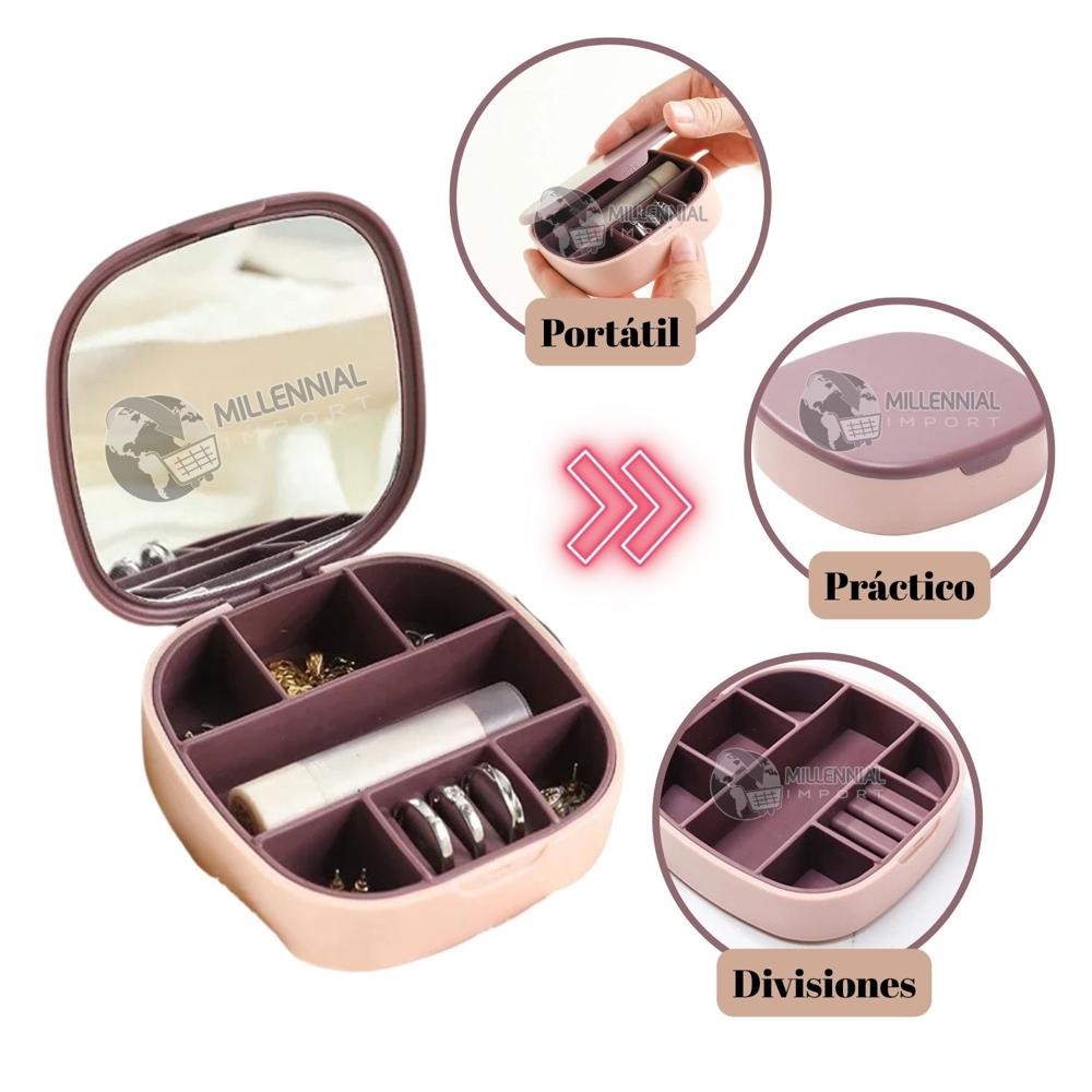 Joyero Organizador con Espejo Portátil Regalo para Mujer Multicolor Joyero Organizador con Espejo Portátil Regalo para Mujer Multicolor