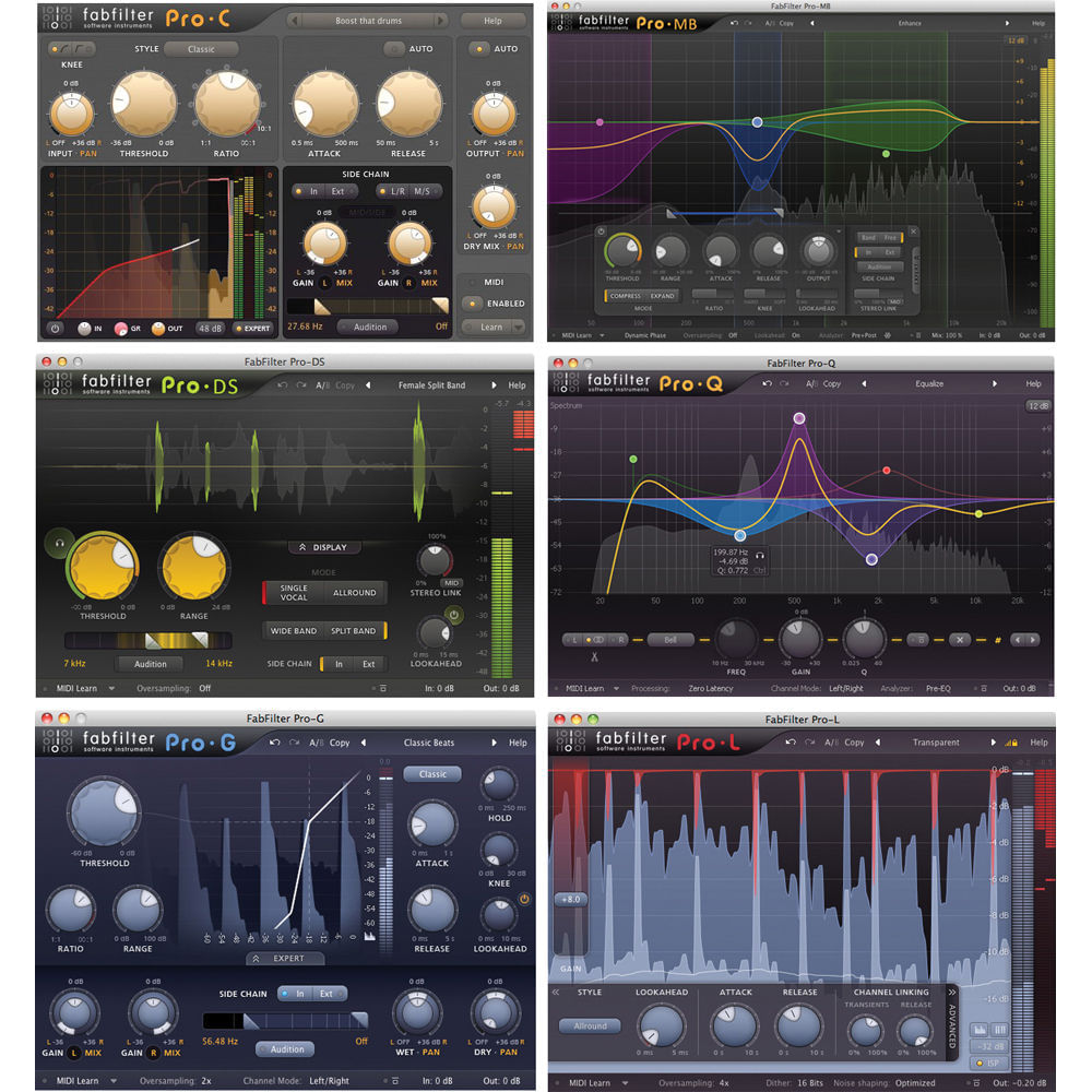 FabFilter Pro Bundle: Colección de Siete Plug-Ins para Mac y Windows