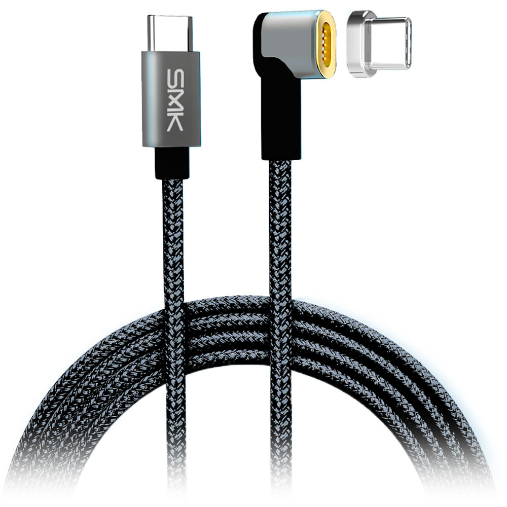 Cable de Carga USB Tipo-C SMK-Link MagTech con Punta Magnética (Negro) - Conector en Ángulo Recto, C