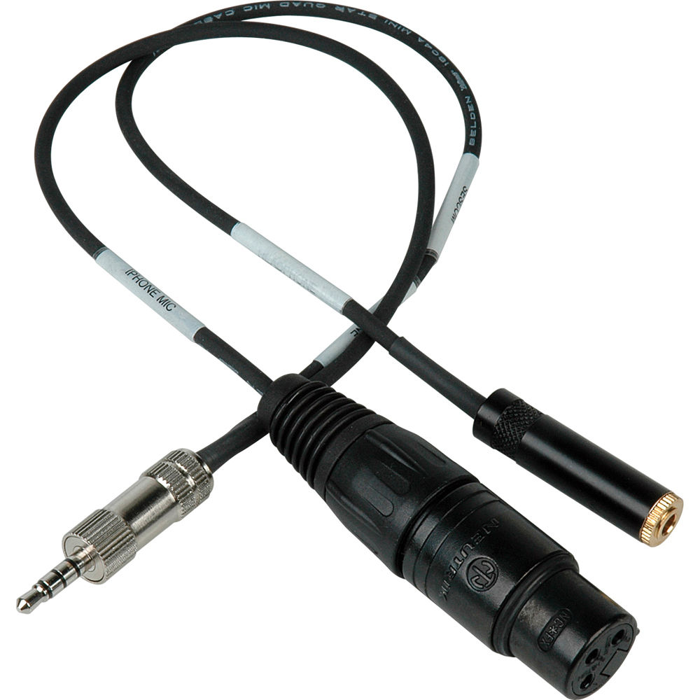 Cable Sescom TRRS a XLR para Micrófono y Jack de Monitoreo de 3.5mm para iPhone/iPod/iPad (1') - Con