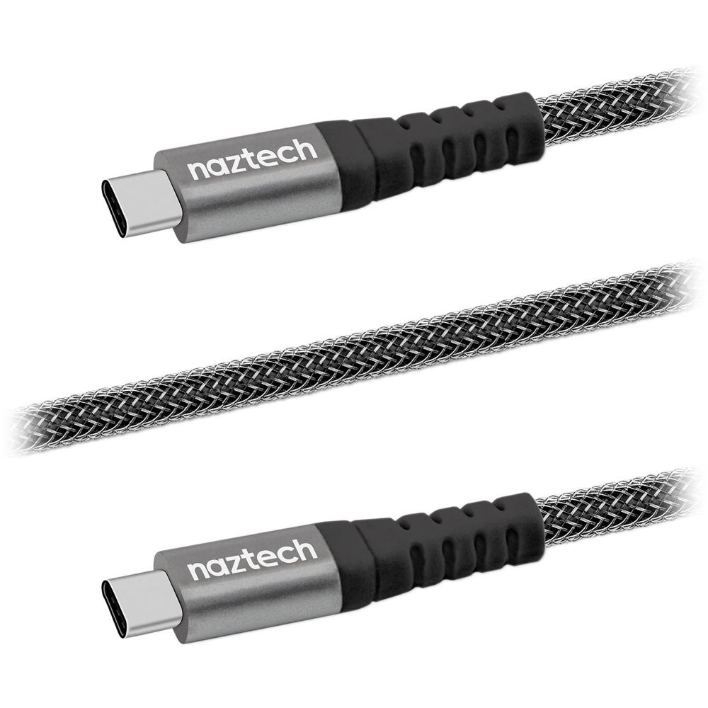 Cable Trenzado USB Tipo-C Macho Naztech (4', Negro) - Carga PD de hasta 60W, Transferencia de Datos,