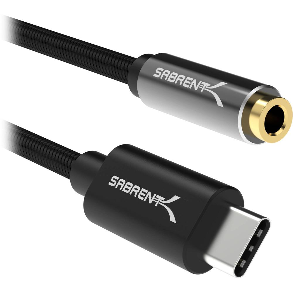 Adaptador Activo Sabrent USB-C a Jack de Audio de 3.5mm (20"") - Ideal para Juegos y Llamadas con Aur