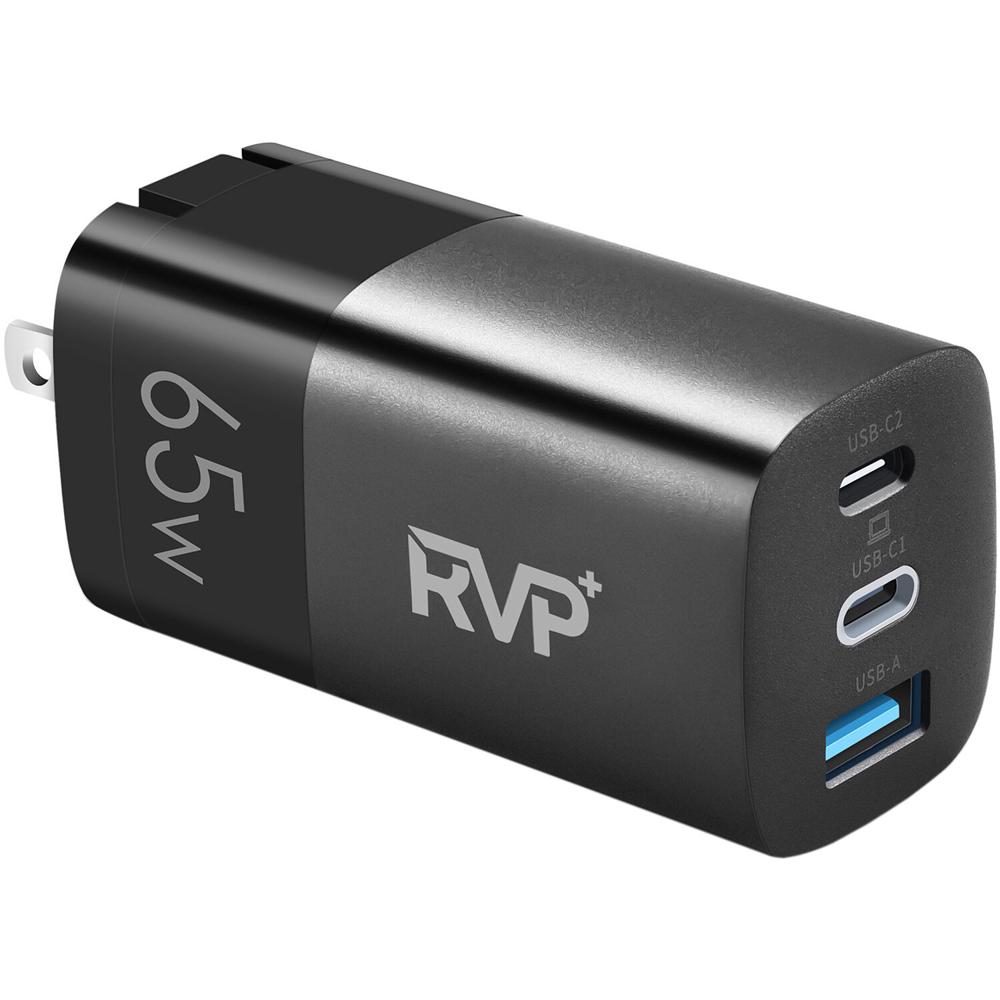 Cargador RVP+ 65W USB-C con Tecnología GaN II, 2 Puertos USB-C, 1 Puerto USB-A, Carga Rápida PD 3.0,