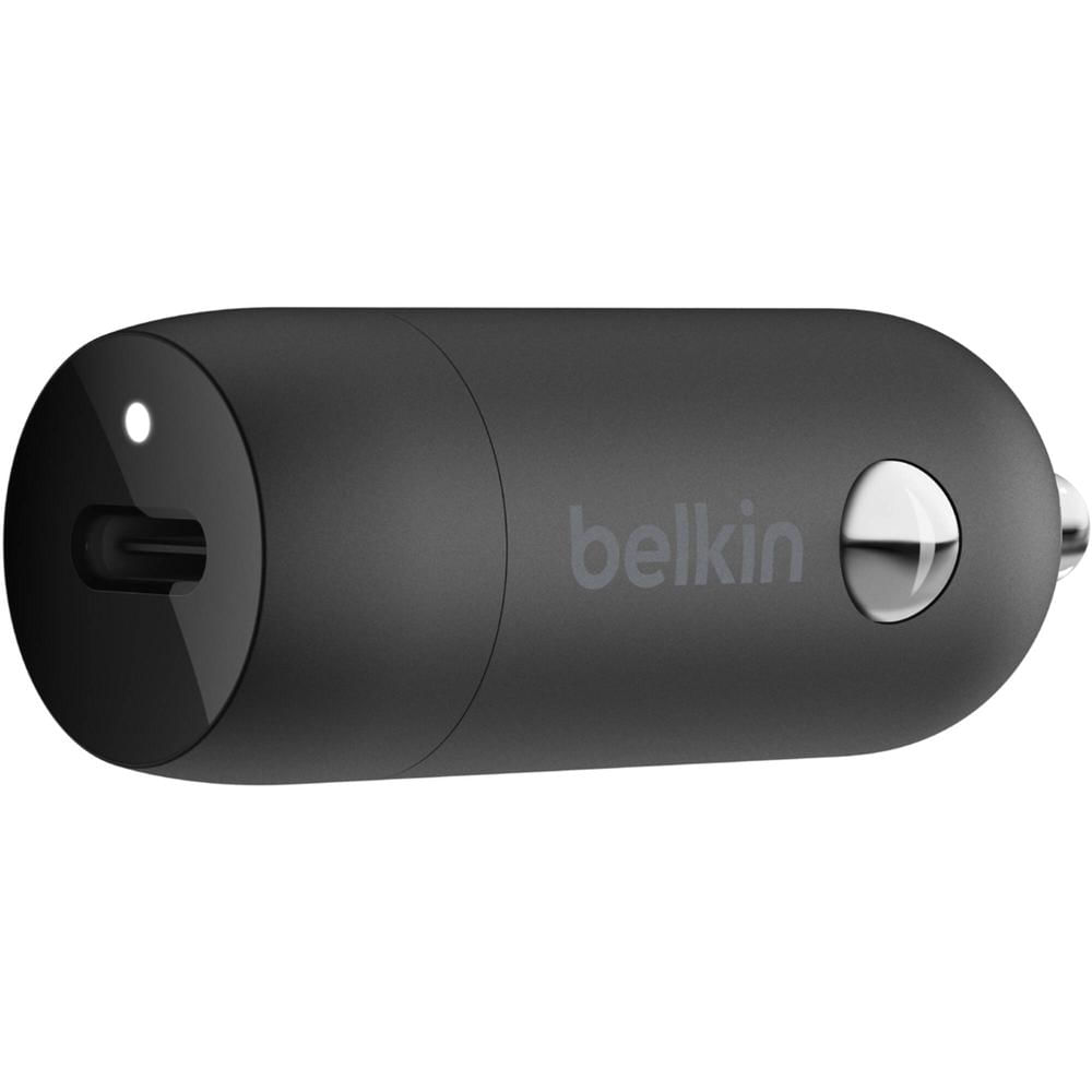 Cargador de Coche Belkin 20W USB-C PD (Negro) - Carga Rápida para Teléfonos, Smartphones y Tablets